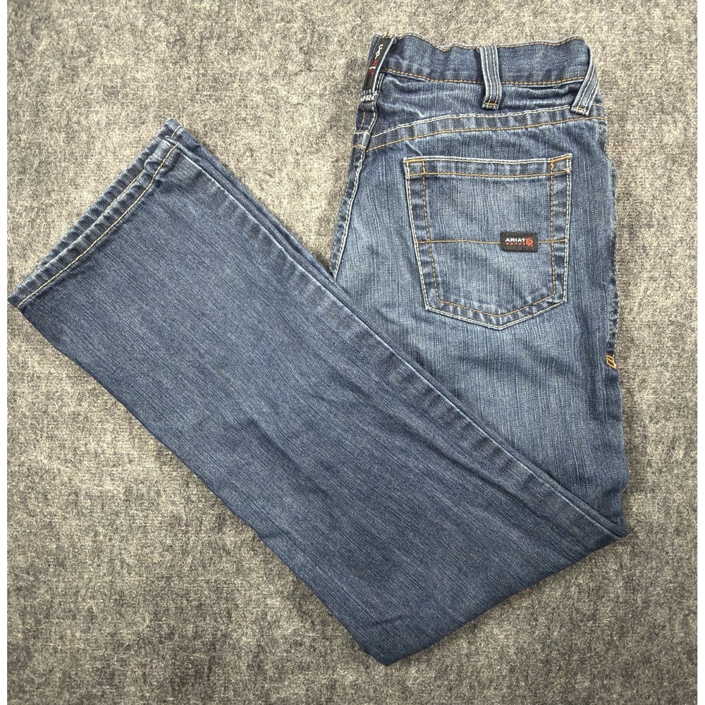 Ariat FR Flame-Resistant Relaxed Bootcut Blue Denim Men's Jeans 34/34 Long